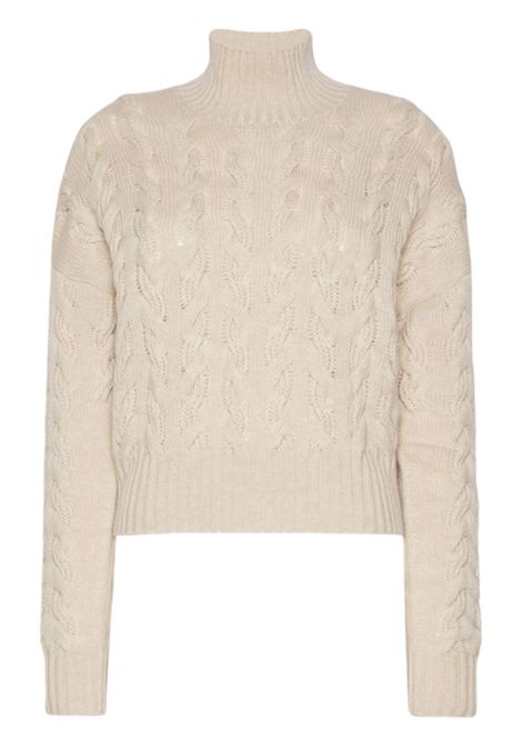 Max Mara Studio Women's MSTCOSM Beige Wool and Cashmere Cable-Knit High-Neck Sweater Max Mara Studio |  | 2626366042600002